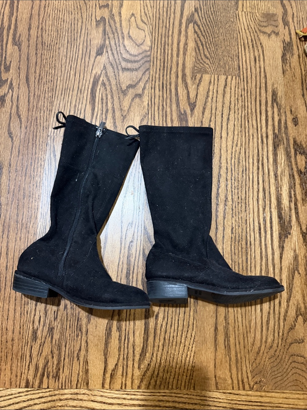 Stuart Weitzman Black Mid-Calf Suede like Zip Boots
